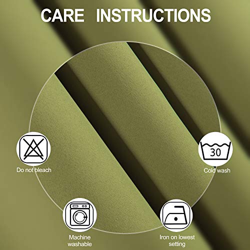 Image of LEMOMO Blackout Curtains 52 x 45 inch /Olive Green Curtains Set of 2 Panels /Thermal Insulated Room Darkening Bedroom Curtains