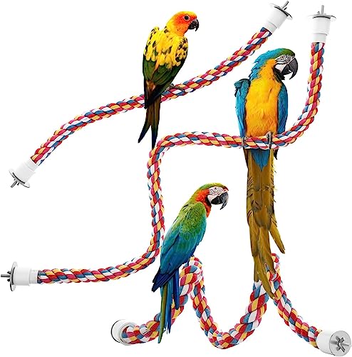 Jusney Bird Rope Perches,Parrot Toys 21 inches Rope Bungee Bird Toy (21 inches)[1 Pack]