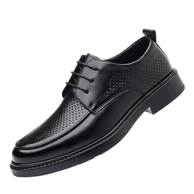 YZABEL Men's Retro Comfortable Business Non-Slip Casual Shoes, Pointed Toe Lace Up Oxfords Dress Shoes, Breathable Hollow for Formal and Everyday Wear