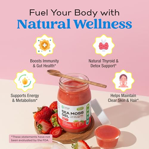 Sea Moss Gel Wildcrafted-Organic Fresh Fruits -Made in USA- 92+ Vitamins & Minerals Non-GMO Vegan Gluten-Free - Caribbean Gold Seamoss for Gut Health, Immunity, Energy & Digestion (Strawberry, 16 oz) - Image 3