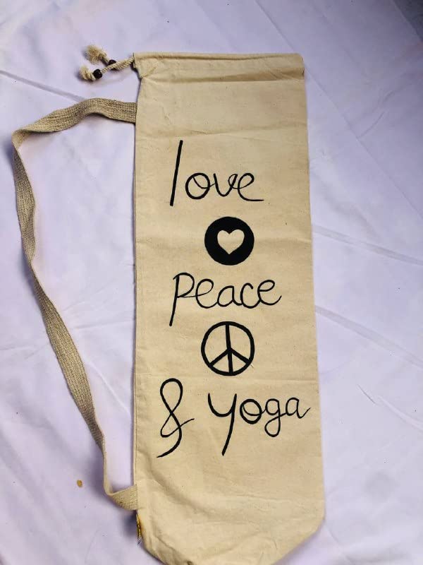 Amrutkala Yoga Mat Bag/Cover Only with Shoulder Strap Beautifully Handpainted with Yoga Quote (Yoga Mat01)-image-2