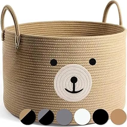 Jmk Textile Boho Home Decor Big Box Rope Storage Book Jute Round Fruits Planter Laundry Basket Cloth Bag Kids Toy Gift Hamper Baby Tray Bucket Organizer -Pack Of 1Pcs, Brown-image-11