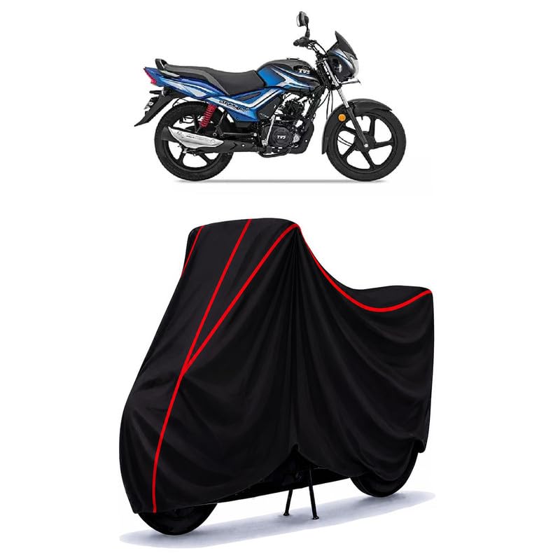 Image of TVS Star City Plus 110 cc Water Resistant Bike Cover for All Motorcycles & Rain | Heavy Duty Taffeta Fabric | UV Protection, Dustproof, Scratchproof | All Weather Two Wheeler Cover with Elastic Bottom