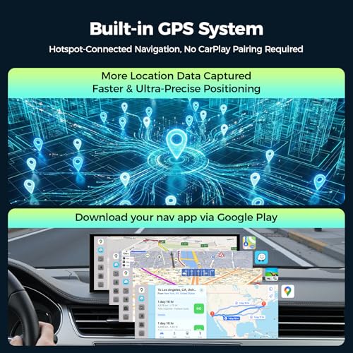 Image of LAMTTO 11'' AI CarPlay Screen with Google-Play Download APPs & Gemini