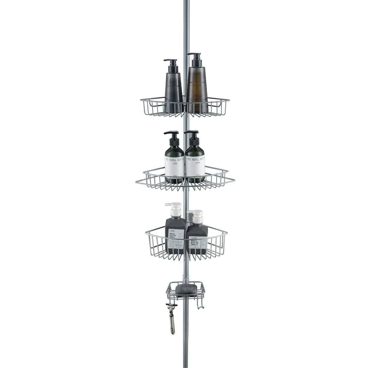 J V TEXTILES Rustproof Shower Caddy Corner for Bathroom Bathtub Storage Organizer for Shampoo Accessories 4-Tier Adjustable Shelves