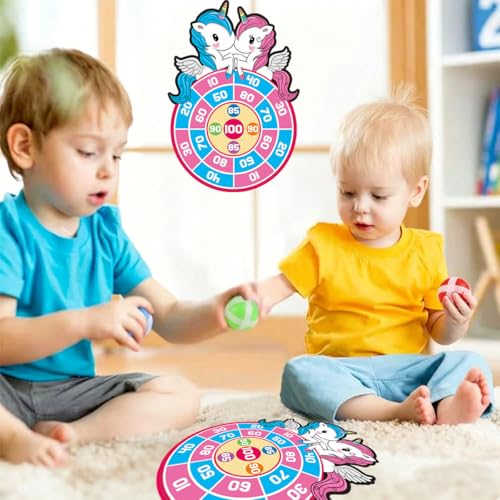 Image of Dart Game for Kids, Indoor Games for Kids with Unicorn Design, Target Board with Sticky Balls, Ball Game for Kids, Gift for Boys Age 8-10 Years, Soft Board for Hand Eye Coordination Training