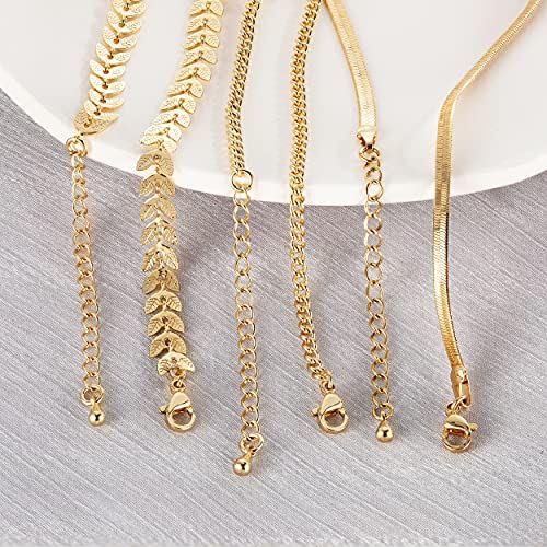 Gold Anklet Bracelets For Women 18K Gold Plated Handmade Dainty Layered Anklet Heart Ankle Chain Flat Anklets For Women Cute Summer Beach Foot Charm Adjustable Size Jewelry Personalized Gifts #TOP3