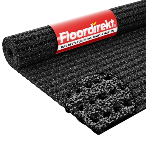 Floordirekt Sicherheitsmatte gegen Glätte - Outdoor Teppich mit Rutschfester Granulat Beschichtung - Antirutschmatte für Außenbereich - 120 cm Breite und viele Farben und Längen (0,5 m grau)