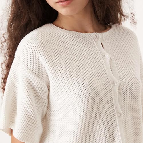 Ainangua Womens Casual Cardigan Summer Short Sleeve Crew Neck Button Down Knit Sweater Tops Lightweight Travel Outfits4