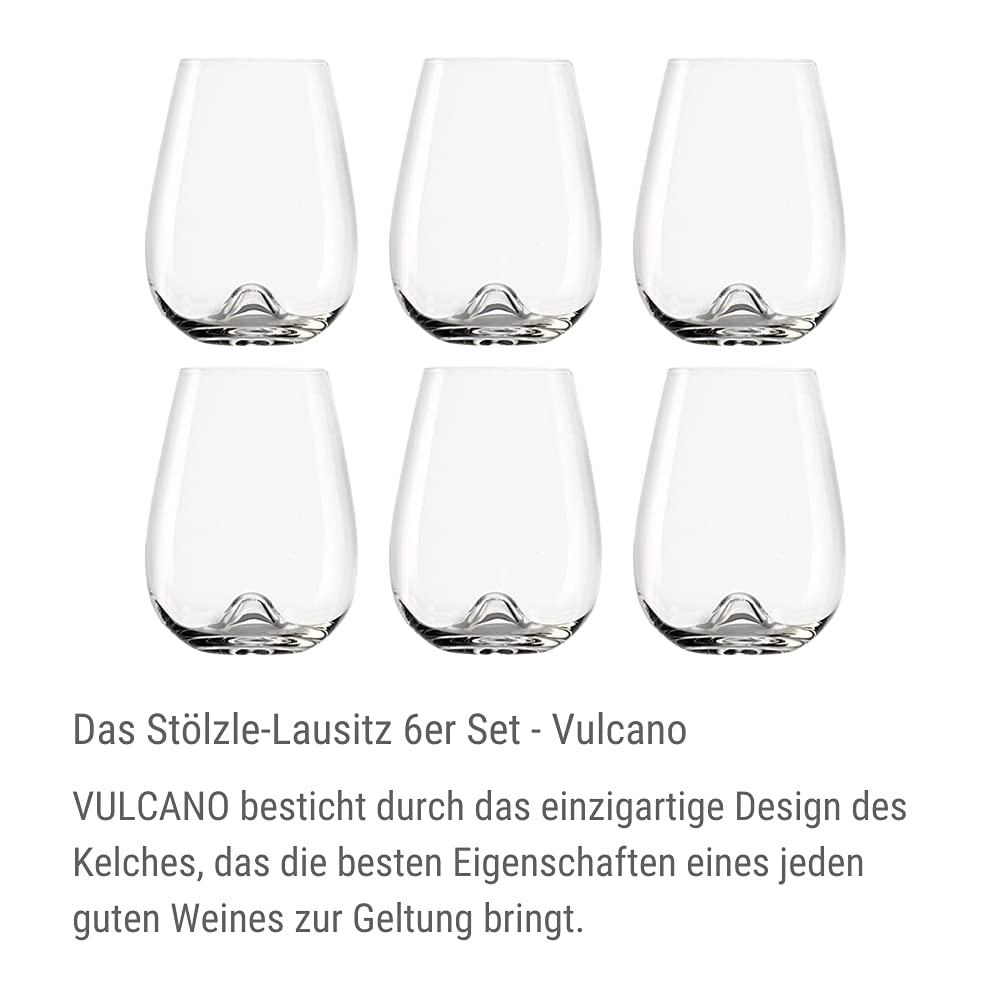 Stölzle Lausitz Vulcano Weinbecher 475 ml I Weißweingläser 6er Set I hochwertige Weingläser ohne Stiel spülmaschinenfest I Weißweinbecher Set stoßfest I schöne Gläser wie mundgeblasen
