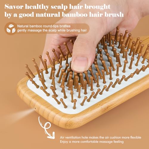 Sofmild HB-ST-001 Hair Brush-Natural Wooden Bamboo Brush And Detangle Tail Comb Instead Of Brush Cleaner Tool thumb #1
