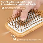 Hair Brush-Natural Wooden Bamboo Brush and Detangle Tail Comb, Paddle Hairbrush for Women Men and Kids Make Thin Long Curly Hair Health and Massage Scalp - Image 2