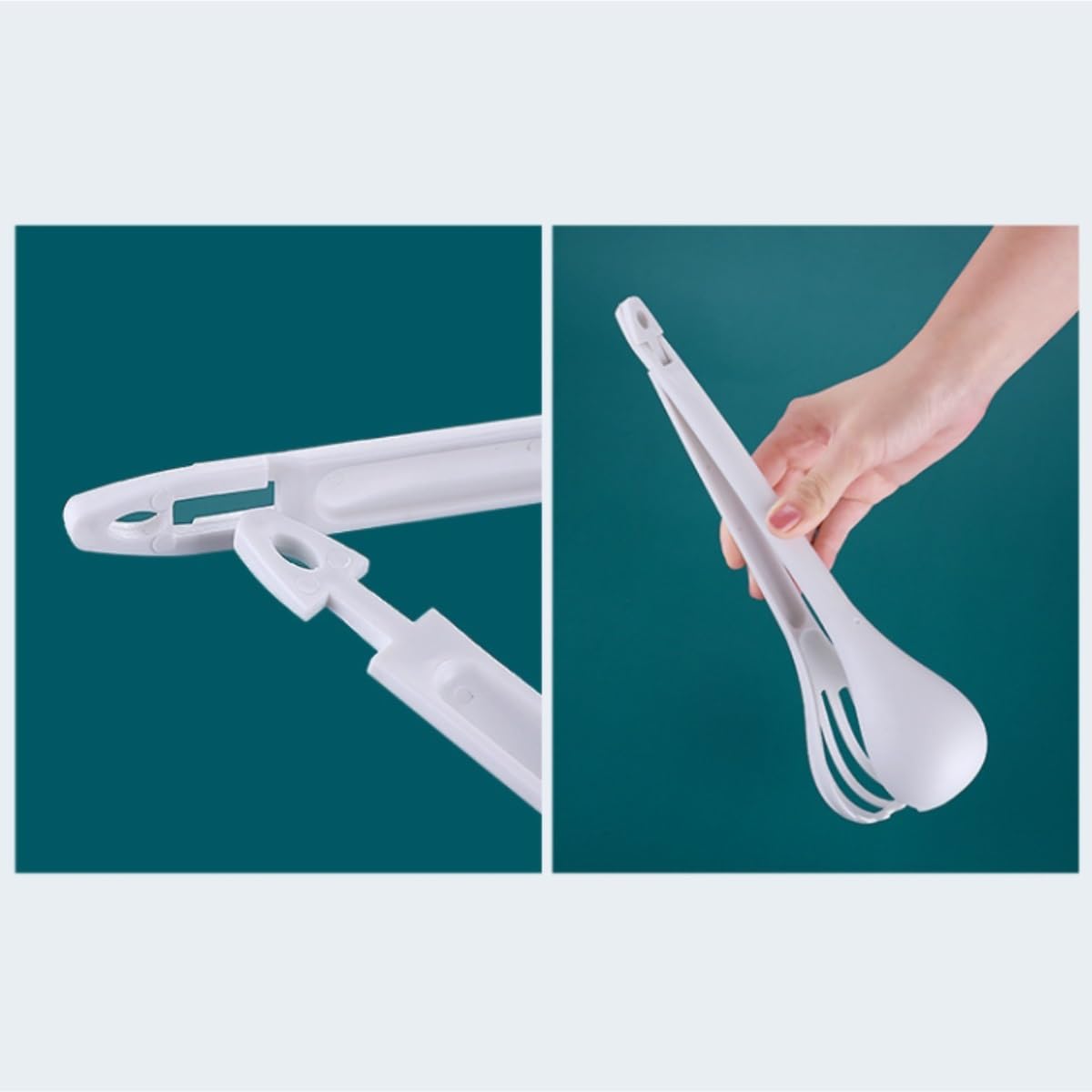 Varillas de Batir para Cocinar Clip De Comida Multifuncional For El Hogar, Clip For Comida Portátil Grueso, Colador De Cuchara De Sopa Con Mango Largo Desmontable Huevos, Espumar, Batir(White)