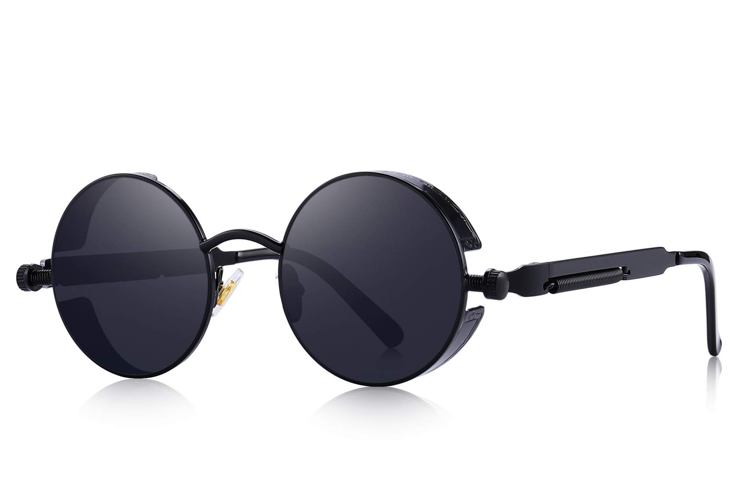 MERRY'SGothic Steampunk Sunglasses for Women Men Round Lens Metal Frame S567(Black, 46)