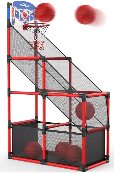 EagleStone Kids Adjustable Arcade Basketball Hoop with LED Lights 3-8