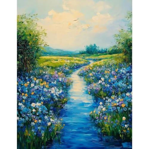 Cuadro de lienzo con paisaje de flores y valles para un hogar relajante
