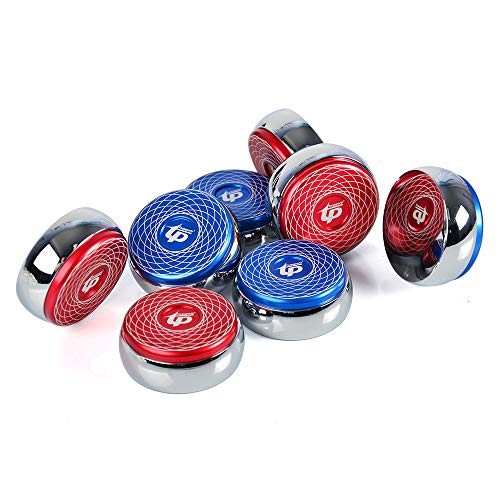 TORPSPORTS Set of 8 Aluminum Caps Shuffleboard Pucks 2-1/8" Size with Case- Red/Blue