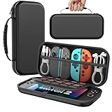 East Leaf Switch 2 ケース 衝撃に強い ハードキャリングケース ゲームカード収納 メッシュポケット 手提げストラップ ブラック