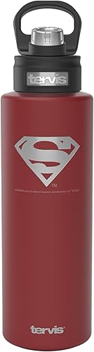 Miniatura 1 de Tervis DC Comics - Vaso aislado de triple pared con logotipo de Superman grabado en rojo Foxberry, botella de boca ancha de 40 onzas, acero