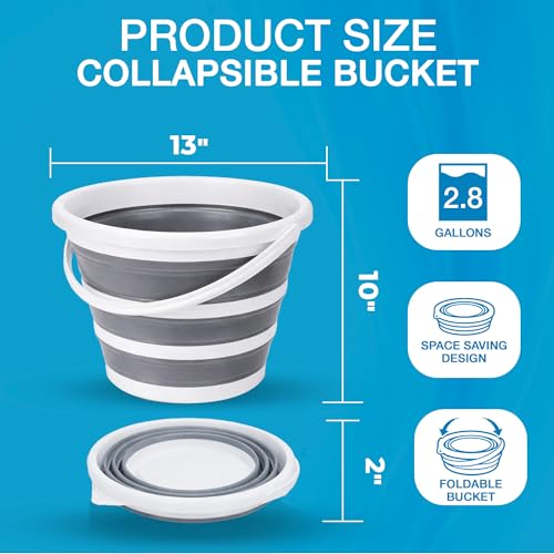 Image of Collapsible Buckets for Cleaning 2.6 Gallons 10L Foldable Bucket Collapsible Beach Cleaning Bucket for Bath Collapsible Bucket with Handle Folding Bucket Foldable Bucket Collapsible Water Bucket