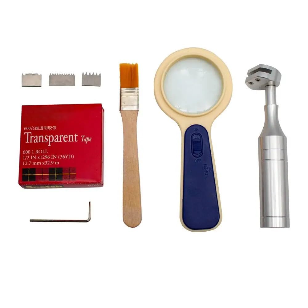 Toplionace Probador de Adherencia de Sombreado Cruzado Kits de Probador de Adherencia de Corte Transversal con Hojas de 1mm / 2mm / 3.0Mm, Lupa, Mango, Cepillo y Cinta de 3.0M