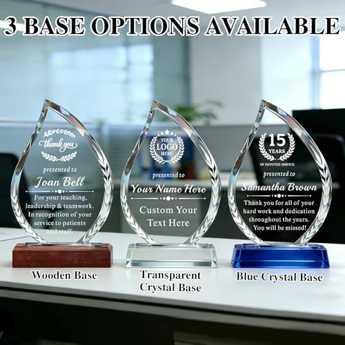 Image of Custom Crystal Award Trophy, Personalized Trophy with Company Logo & Text