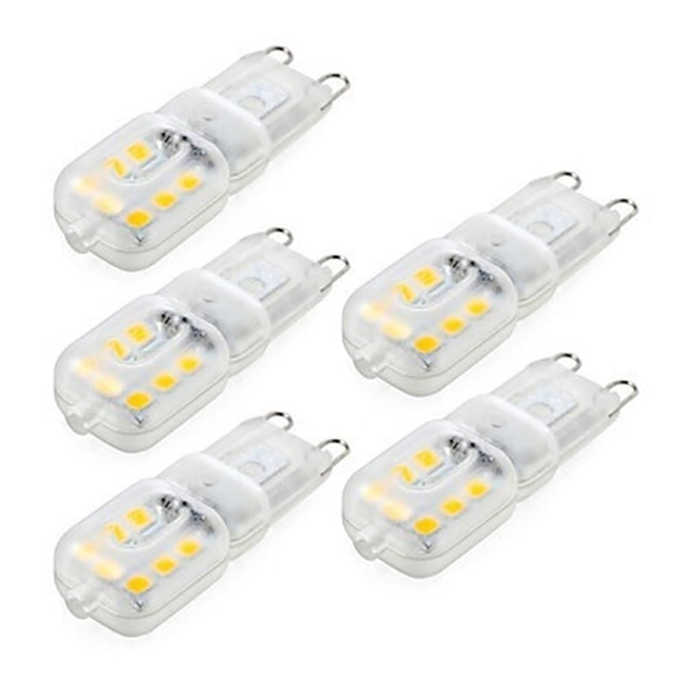 NXCVBNKZJ KJXP Lighting, Pack of 5, LED Bi-pin Lights AC220V 3W G9 SMD2835 350-450Lm Led Corn Lamp 360 Degrees Spotlight Bulb(Cold White)
