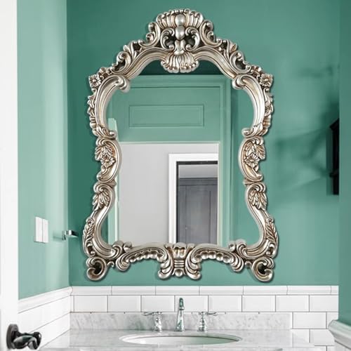 Miroir d'entrée de salon argenté grand miroir baroque mural 57x77cm - 4