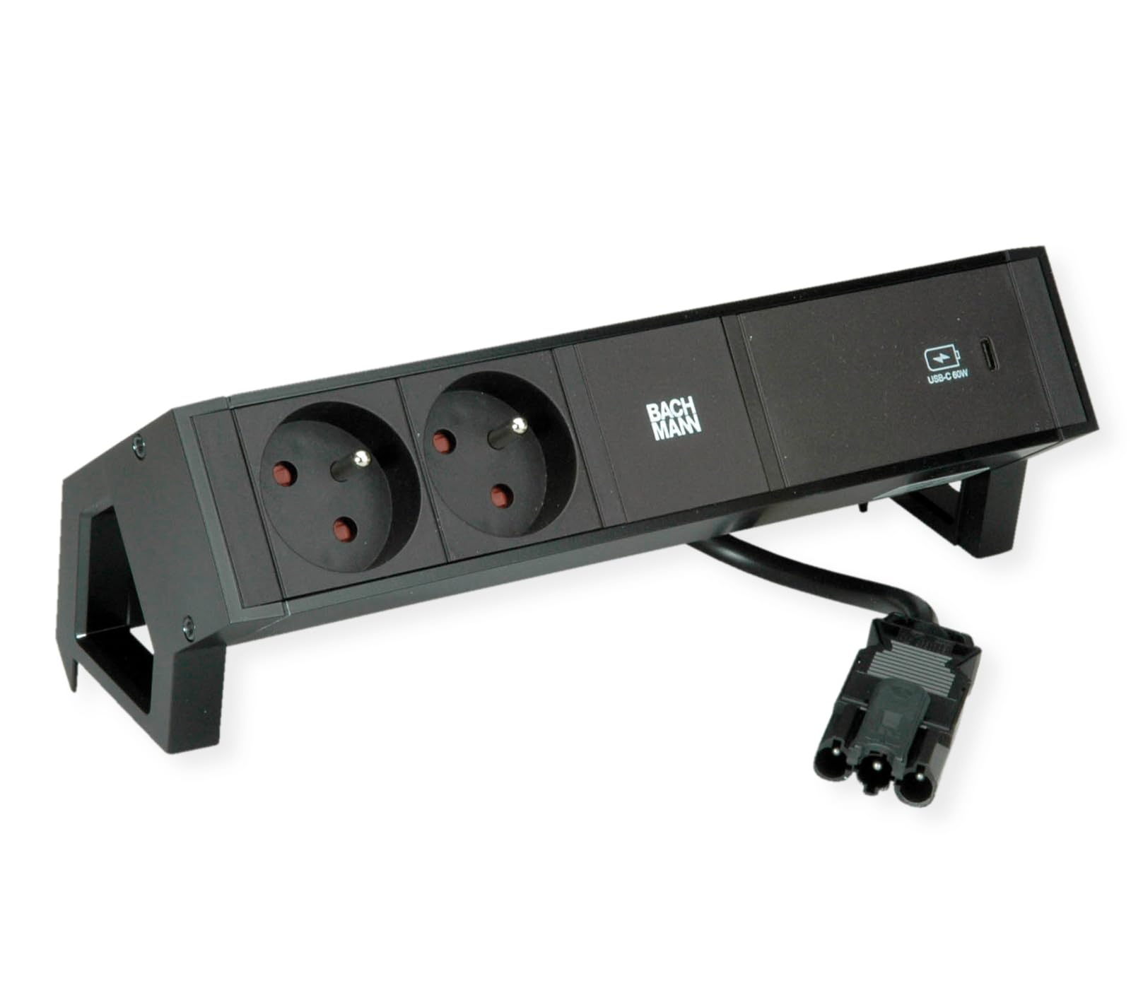 BACHMANN DESK2 2xUTE 1xUSB C 60W 0.2m GST18 RAL9005