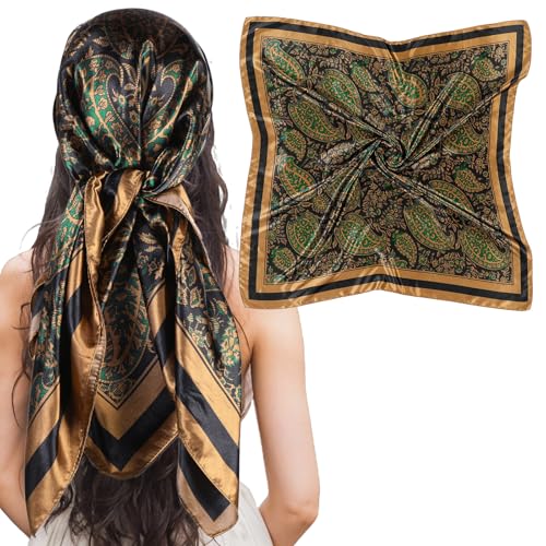 Sibba Satin Head Scarf for Women Like Silk Scarf Hairstyles Hair Bandana Stylish Head Wraps Neck Face Scarves Cover Hair Decoration Lightweight Rag Sleeping Cap Soft Headscarf Square Satin Scarves