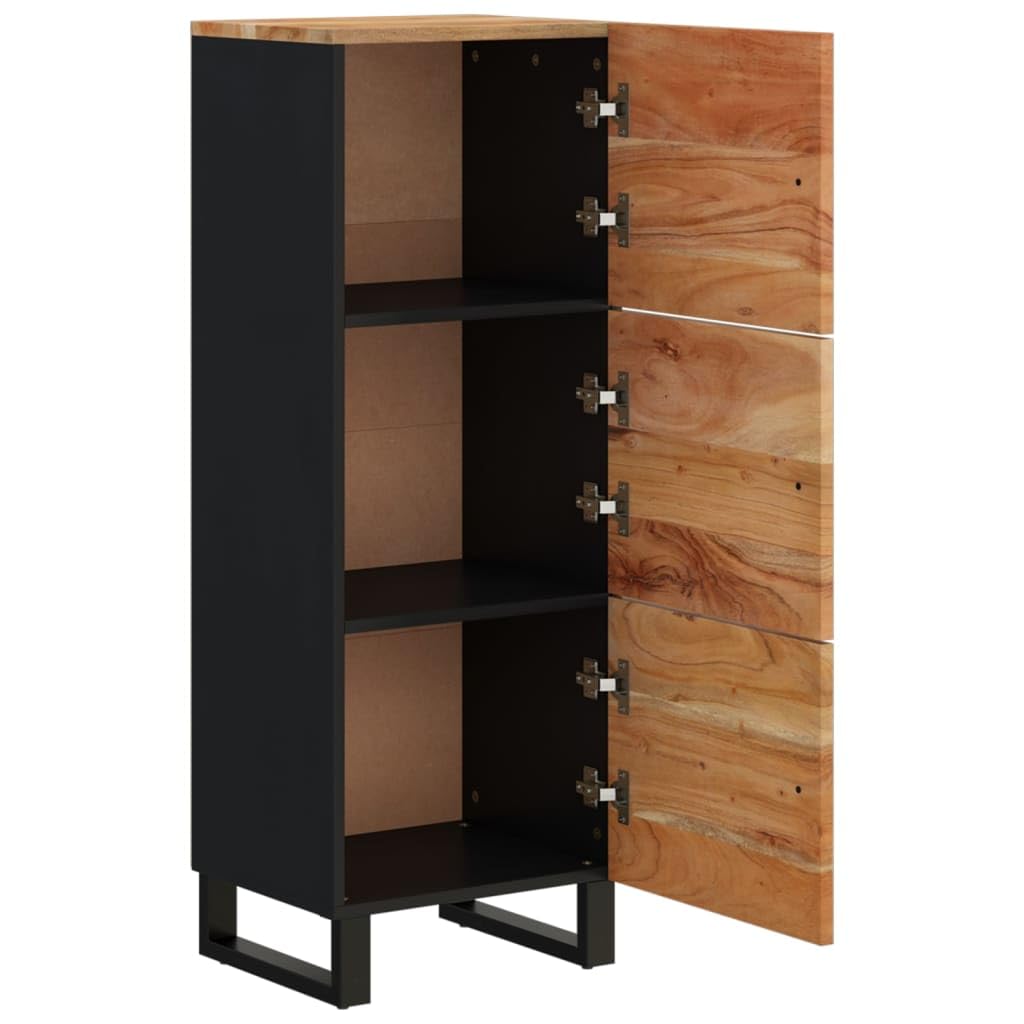 Meuble haut de qualité supérieure avec 3 portes - 40 x 33 x 110 cm - En bois massif d'acacia et fer - Design industriel - Rangement polyvalent pour salon, couloir, cuisine et salle à manger