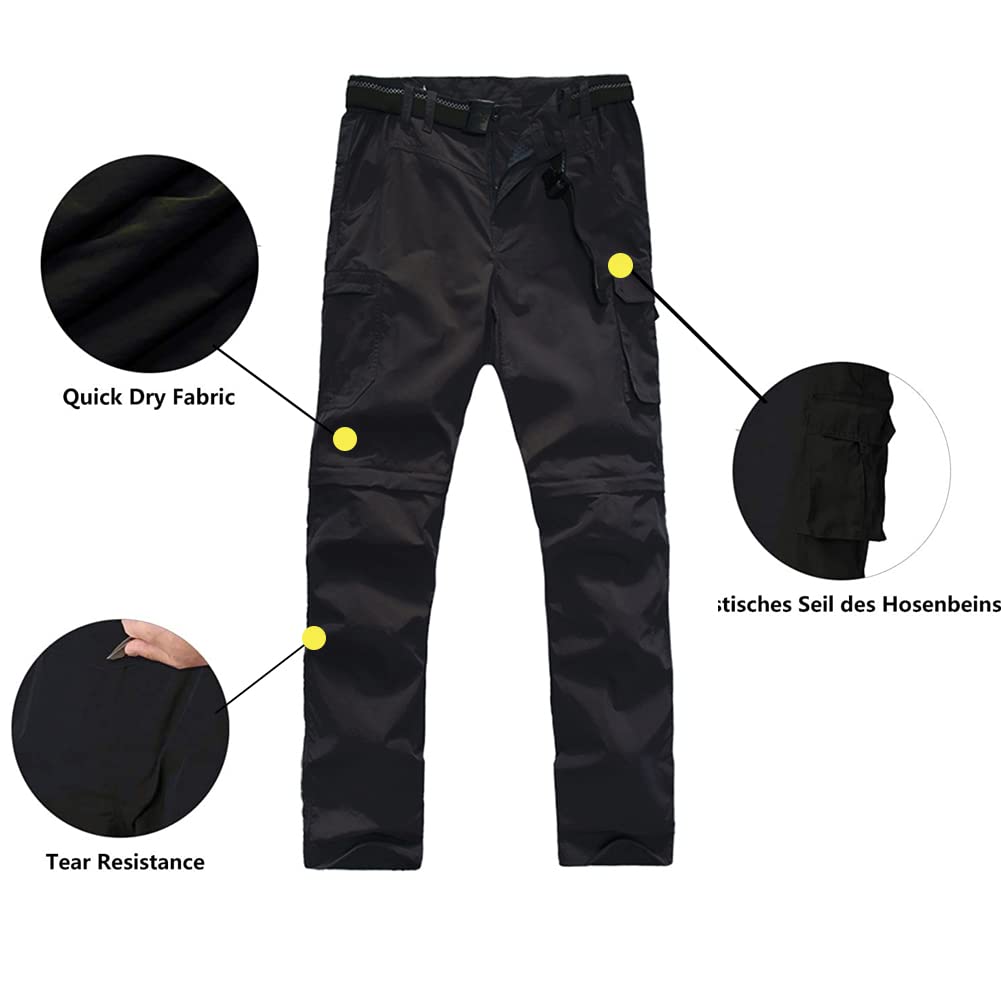 JOMLUN Pantaloni da trekking da uomo, con chiusura lampo, leggeri, traspiranti, ad asciugatura rapida, rimovibili, funzionali, elasticizzati, estivi