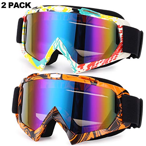 Rngeo Ski Goggles, 2 Pack Snowboard Goggles for Men, Women, Youth, with Durable