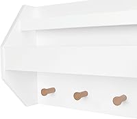 Vista 7 de RiverRidge Estante de pared para niños con estantería y ganchos, tamaño único, color blanco