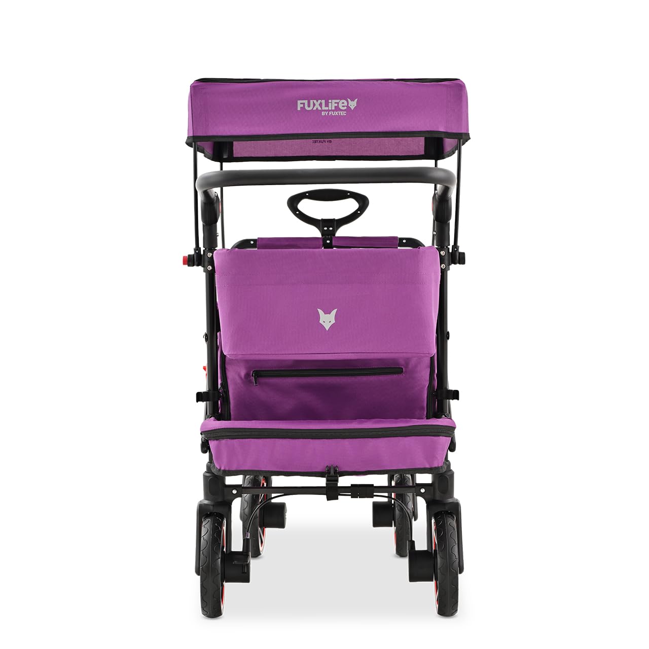 Fuxtec Chariot Premium Cruiser Pourpre, L'Original, Chariot de Jardin Pliable pour Enfants, Transport, Plage, Ville, Forêt, à Tirer ou à Pousser, Capacité De Charge 75 kg