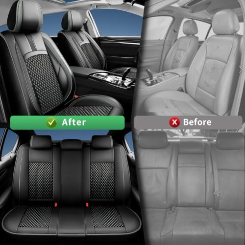 Image of Fit Outback Car Seat Covers for Subaru Outback 2010-2024 2025 2026-Upgraded Premium Waterproof & Breathable Leather, Airbag Compatible, All-Weather Seat Cushion Protector,Full Set,Grey