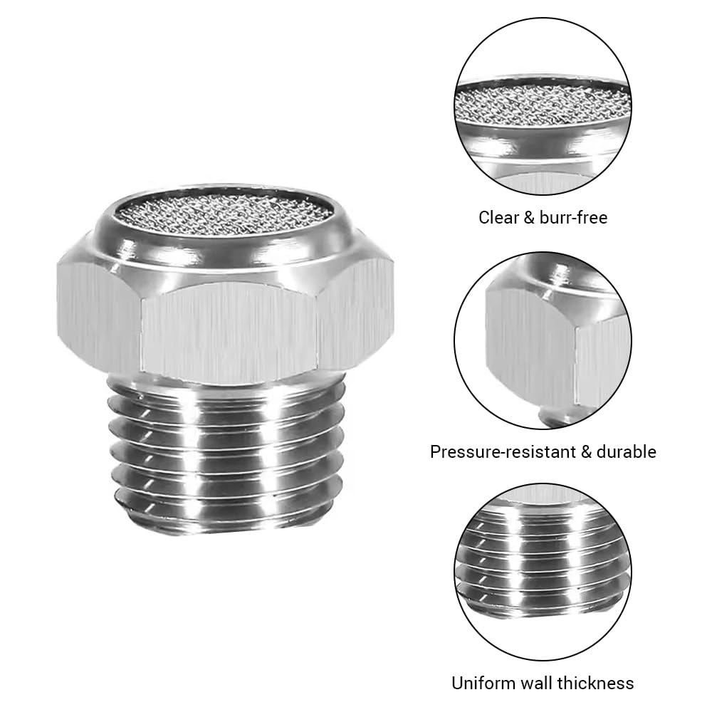 Silenziatori pneumatici PT 1/2" in acciaio inox 304 per compressori, 3 pezzi
