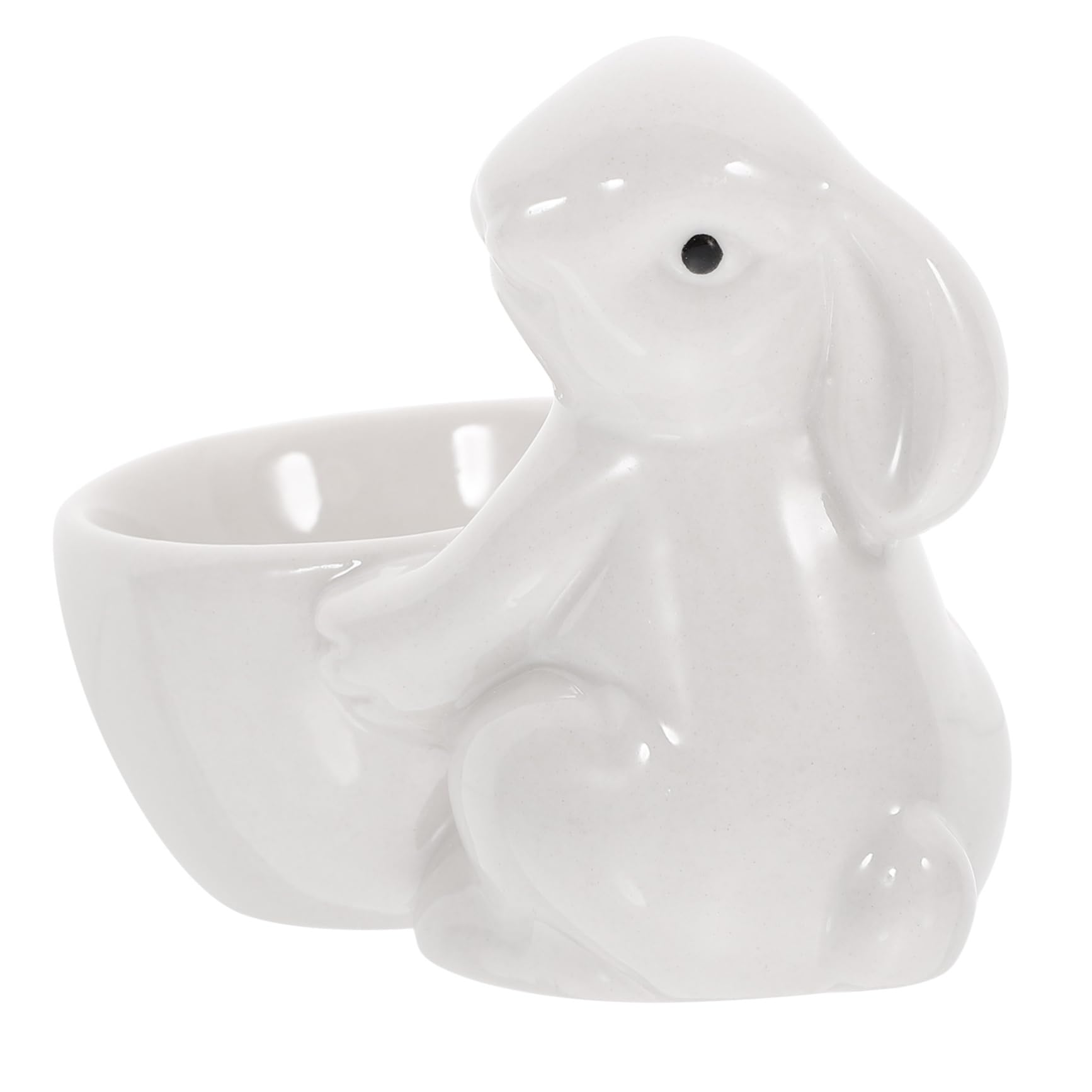 Garneck Rabbit Egg Cup Bunny Egg Holder Decorate Egg Cups Egg Supporting Cup Egg Supporter Rabbit Shape Decor Adorable Egg Stand Household Egg Cup Egg Container White Ceramics