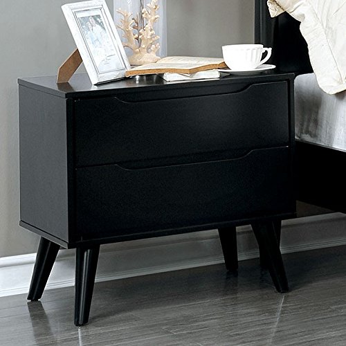Carefree Home Furnishings Lennart Mid-Century Modern Style Black Finish Cal. King Size 6-Piece Bedroom Set #TOP3