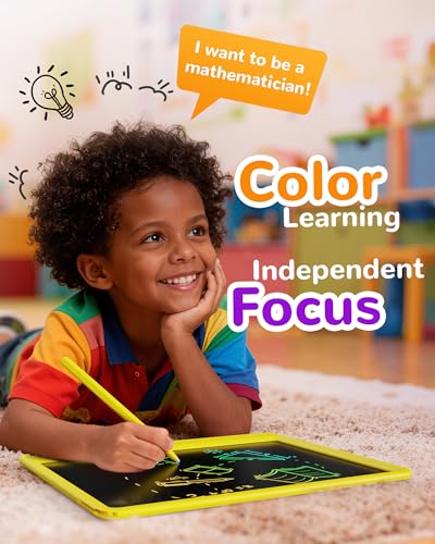 Image of KOKODI LCD Writing Tablet, 12 Inch Colorful Toddler Doodle Board Drawing Tablet, Erasable Reusable Electronic Drawing Pads, Educational and Learning Toy for 3-6 Years Old Boy and Girls(Yellow)