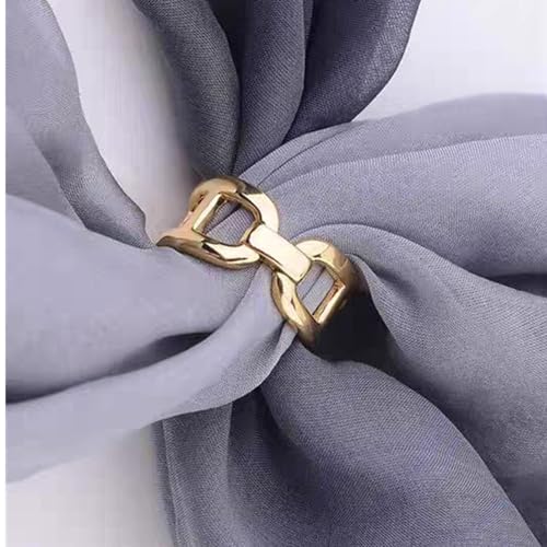 Chunky Chain Silk Scarf Clip for Women Girls Minimalist Silver Wide Band Statement Buckle Wrap Fashion Punk Link Shawl Scarves Clasp Dress Accessories Jewelry 14k Gold Plated2
