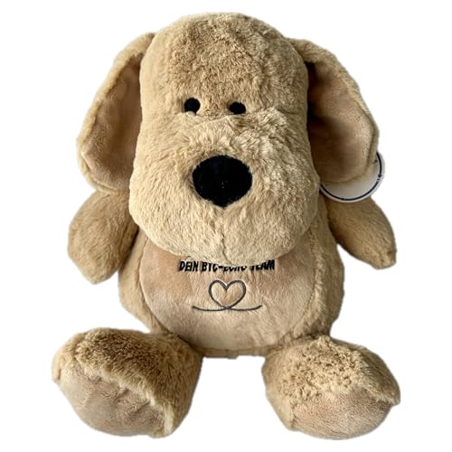 Schnoschi Kuscheltier mit Namen oder Initialen Bestickt, personalisiertes Stofftier, individuelles Schmusetier mit Wunschnamen (Hund)