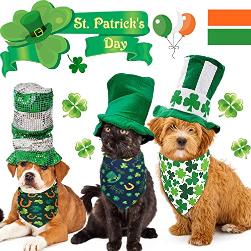 St. Patrick's Day Dog Bandanas - 6 Pack Irish Clover Shamrock Triangle Scarf Adjustable Pet Bibs St Patrick Kerchief Set Costume Accessories Decorations For Dogs Cats Pets (Small) #TOP4
