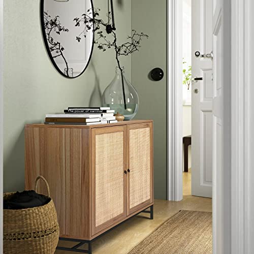 Buffet Cabinet Rattan Buffet Cabinet - Sideboards Buffets With Storage, Accent Cabinet Kitchen Storage Cabinet, Console Table Side Buffet Cabinet For Dinning, Buffets Sideboards With Storage, Walnut #TOP1