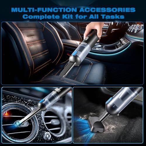 Image of HAUSMEISTER Airflex Go Cordless Car Vacuum 16000Pa, 4-in-1 Handheld Vacuum with Air Duster & Inflator, Portable Mini Vac for Car Detailing, Pet Hair, Keyboard Cleaning (Black)