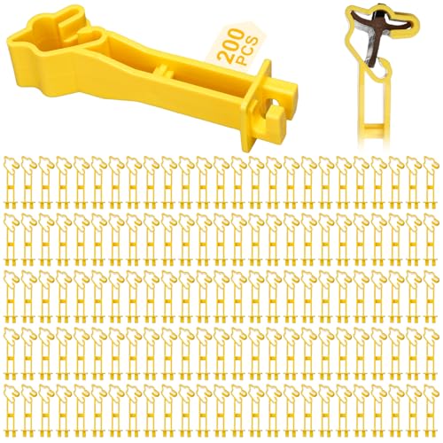 Image of Outus 200 Pcs Reversed Extender Electric Fence T Post Insulators Snap Fit T Post Insulators for Electric Fence Wire Yard Agricultural Ranchers Farm (Yellow)