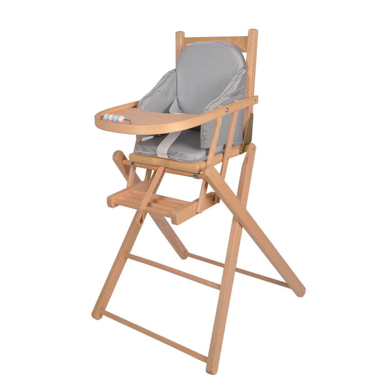 TINÉO - Cuscino per seggiolone - PVC - Cinghie di sicurezza - Facile da lavare - Made in France - 27 x 26 x 33 cm (Grigio)