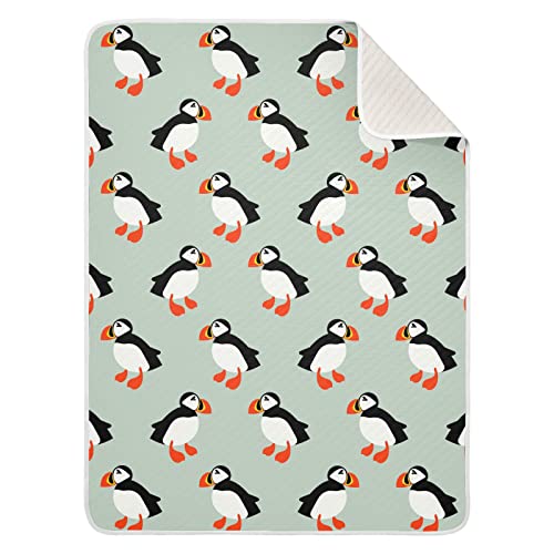 Image of Mazeann Bird Puffin Seabird Baby Blankets Soft Warm Crib Stroller Blanket for Toddler Newborn Girls Boys, 30x40in