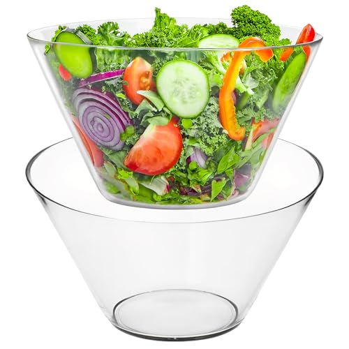 KONZEPT 2 Stk. Set Salatschüssel aus bleifreiem Glas – 3180 ml, Ø 25 cm, transparent, robust und stapelbar, ideal für Salate