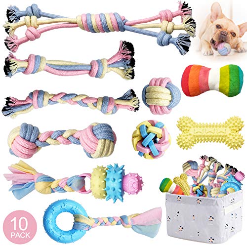 Puppy Teething Chew Toys Dog Rope Toy for Small Dog Interactive Puzzle Puppy Toys Dog Balls Puppy Teething Ring Dog Toys Storage Basket